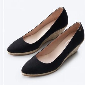 Viscata Canvas Black Wedge Espadrilles